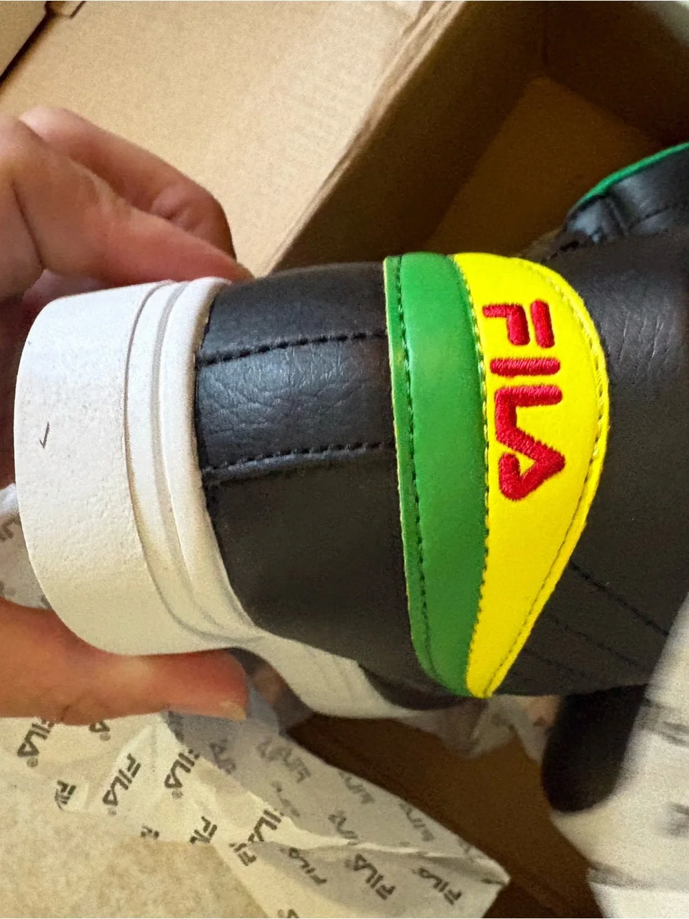 Fila Kids Black Sneakers with Yellow & Green Accents